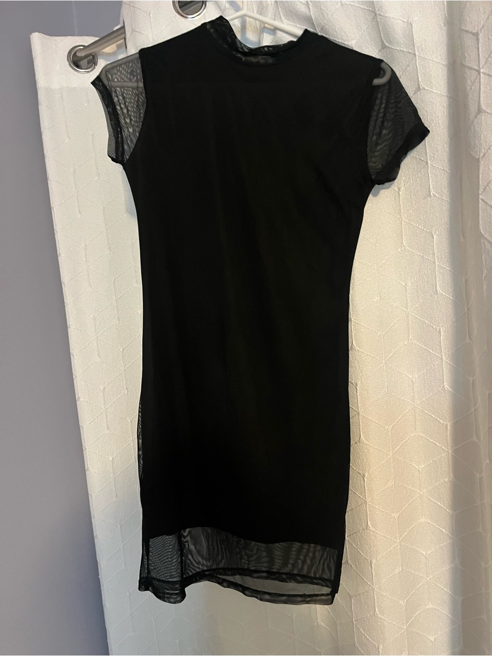 Black Mesh-Trim Bodycon Mini Dress - Brand Unspecified